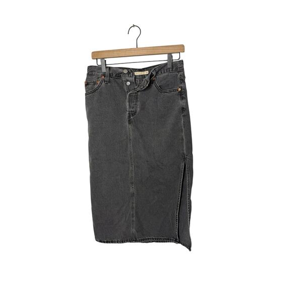 Levi's Dresses & Skirts - Levi's Women's Side Slit Midi Skirt womens black wash jeans skirt 26
